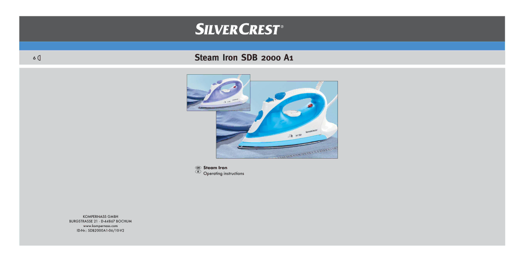 Silvercrest operating instructions Steam Iron SDB 2000 A1 