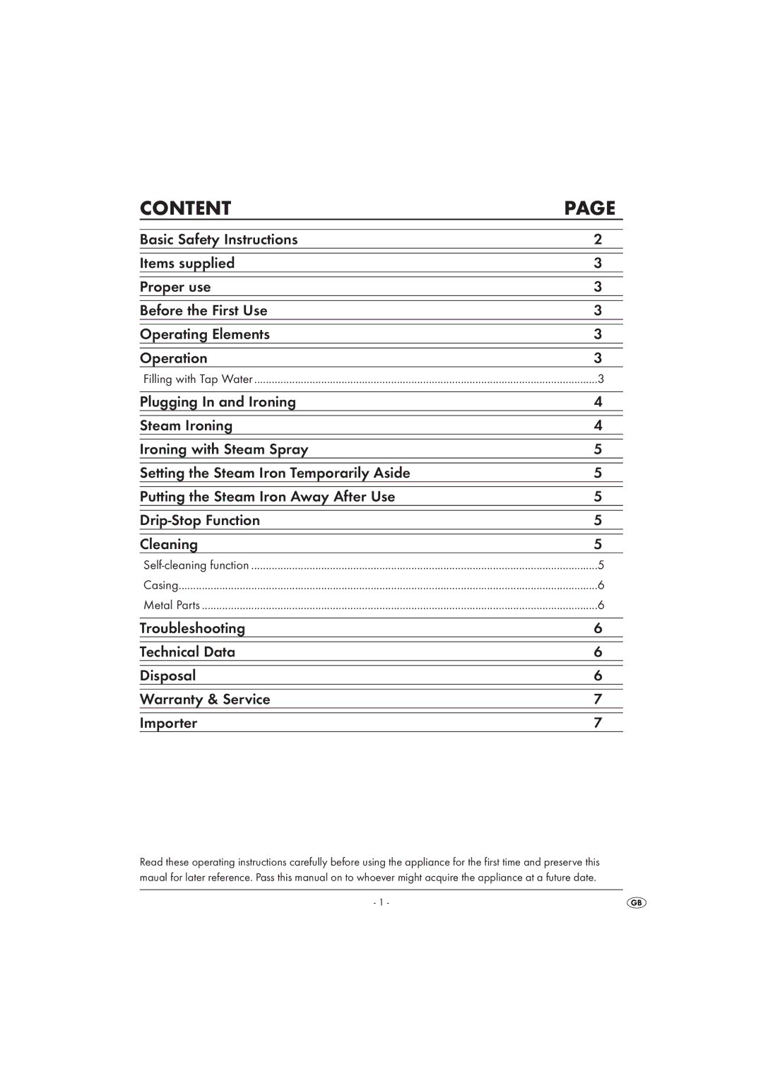 Silvercrest SDB 2000 A1 operating instructions Content 