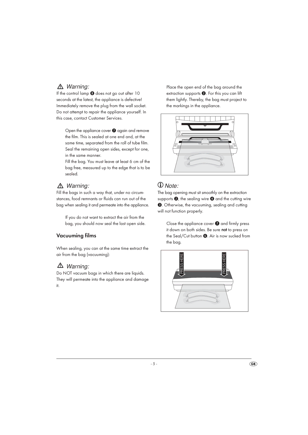 Silvercrest SFS 150 A2 manual Vacuuming films 