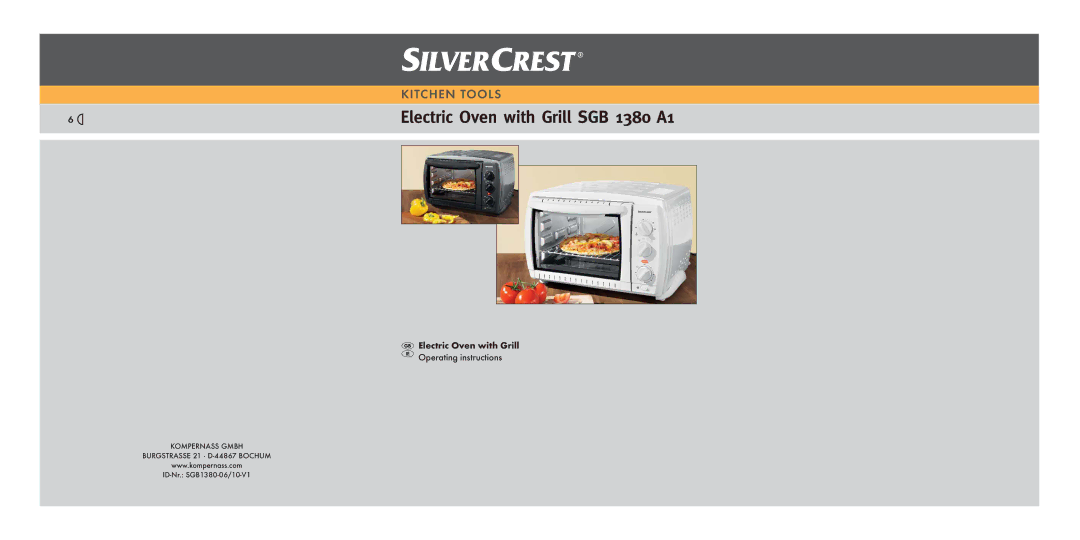 Silvercrest manual Electric Oven with Grill SGB 1380 A1 