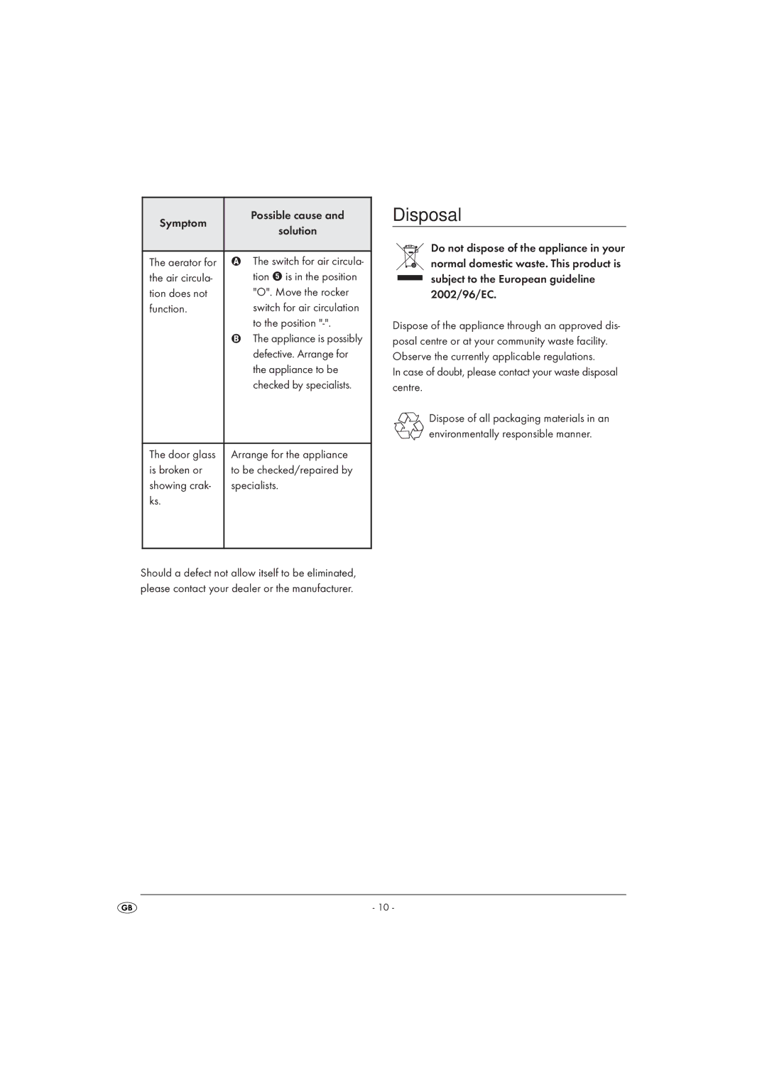 Silvercrest SGB 1380 A1 manual Disposal 