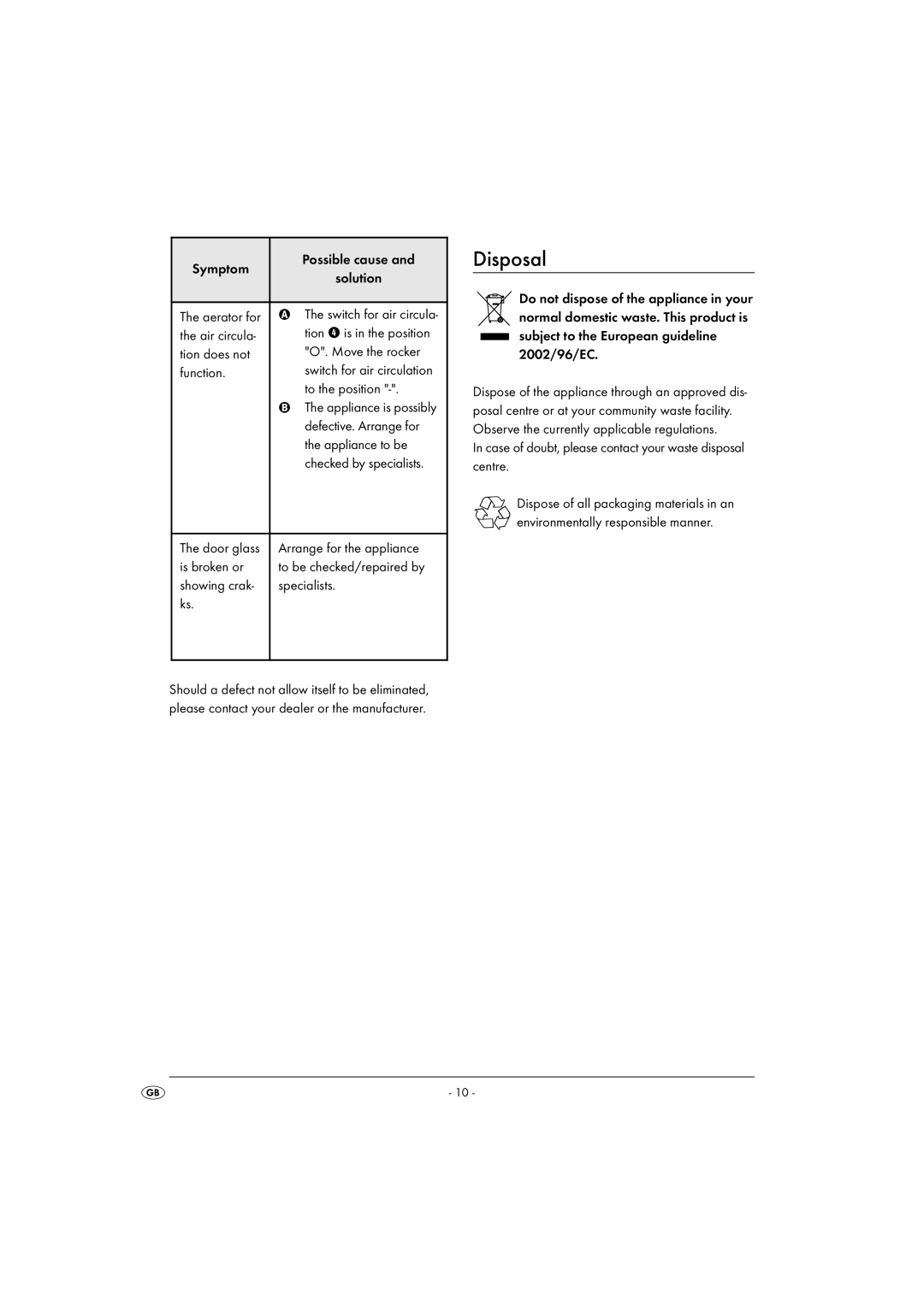 Silvercrest SGB 1380 B26 manual Disposal 