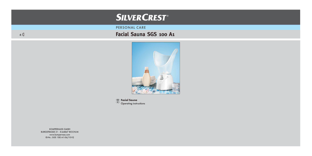 Silvercrest operating instructions Facial Sauna SGS 100 A1 