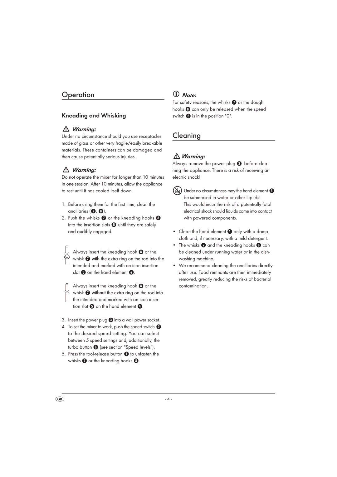 Silvercrest SHM 300 A1 manual Operation, Cleaning 