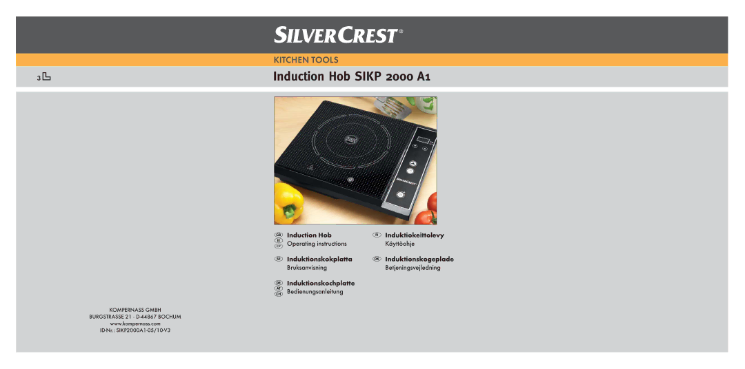 Silvercrest SIKP 2000 A1 manual Induction Hob Sikp 2000 A1 