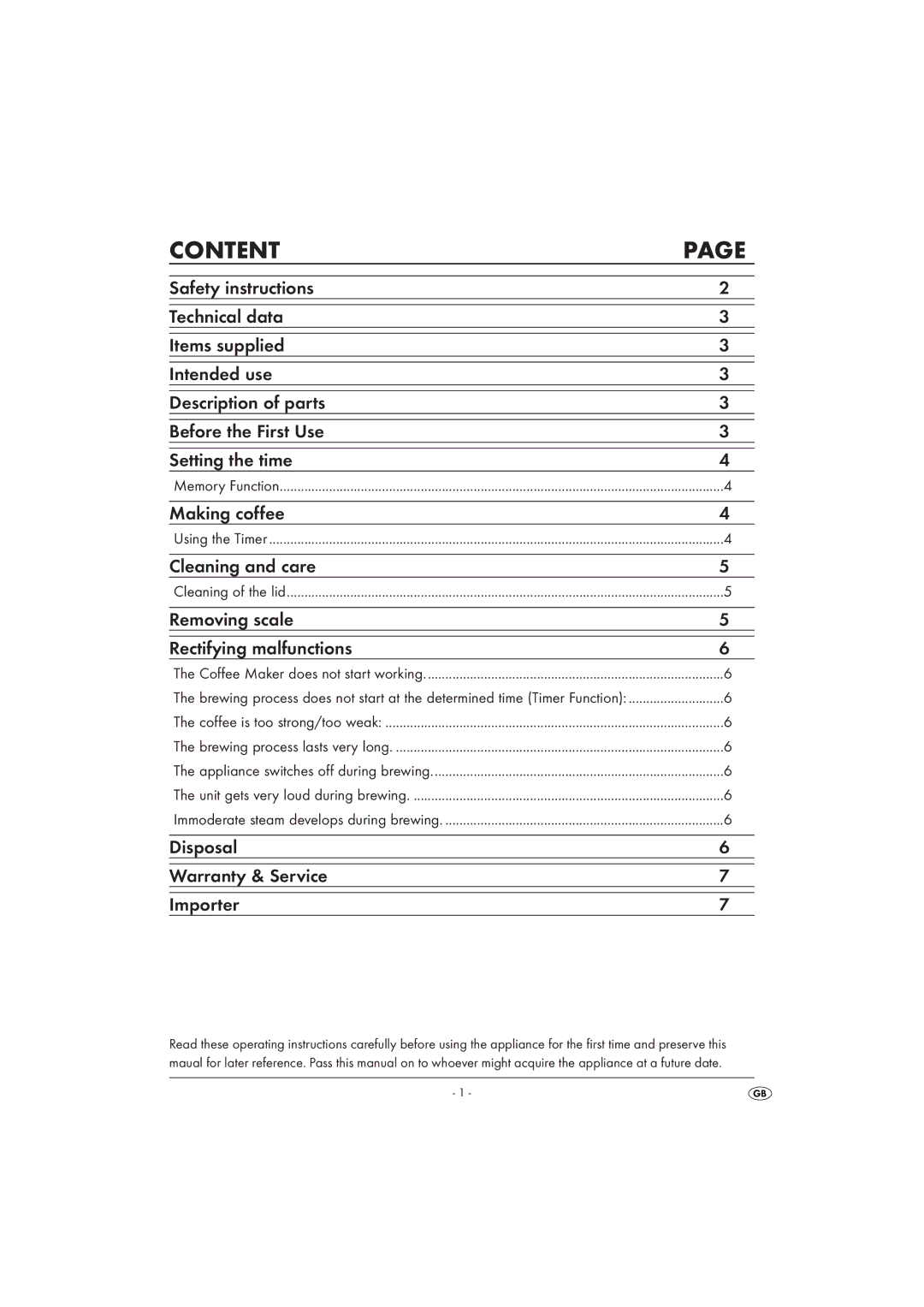 Silvercrest SKAT1000A1 operating instructions Content 