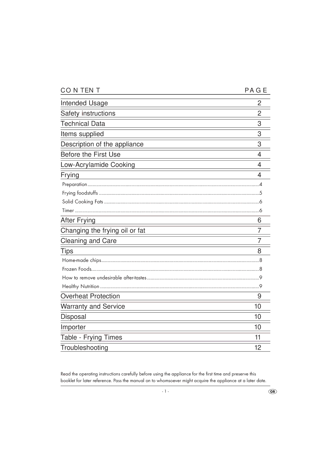 Silvercrest SKF 2300 A16 operating instructions Content 