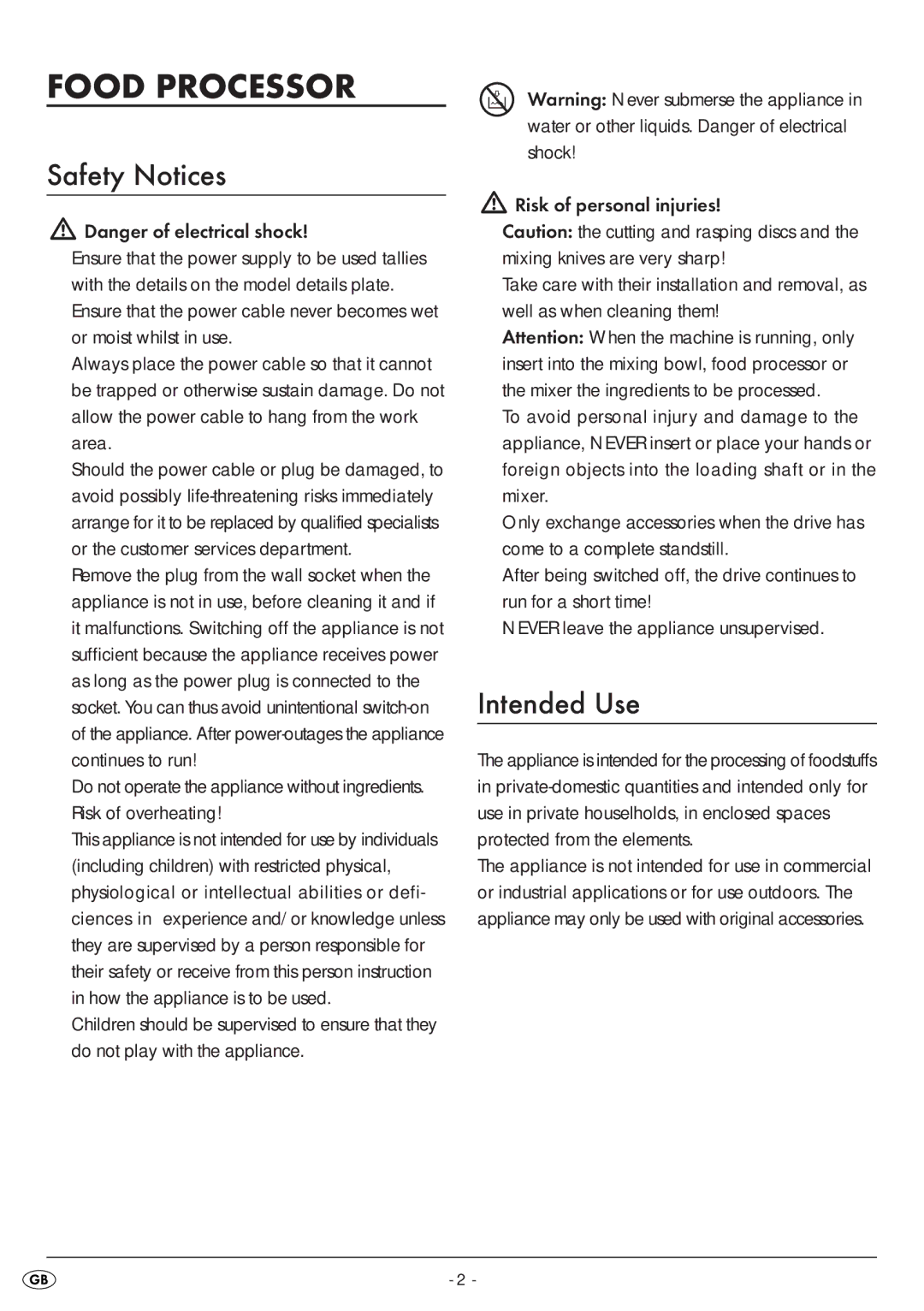 Silvercrest SKM 550 A1 manual Safety Notices, Intended Use 