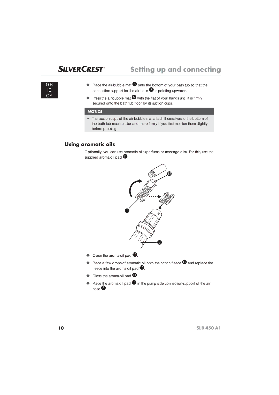 Silvercrest SLB 450 A16 operating instructions Using aromatic oils 