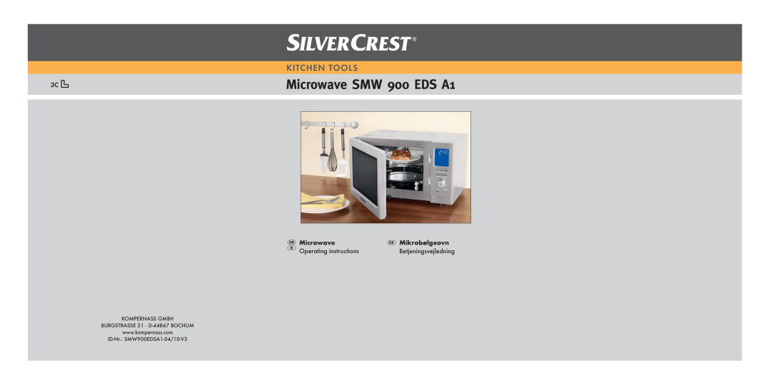 Silvercrest SMW 900 EDS A13C manual Microwave SMW 900 EDS A1, Kitchen Tools, Mikrobølgeovn, Operating instructions 