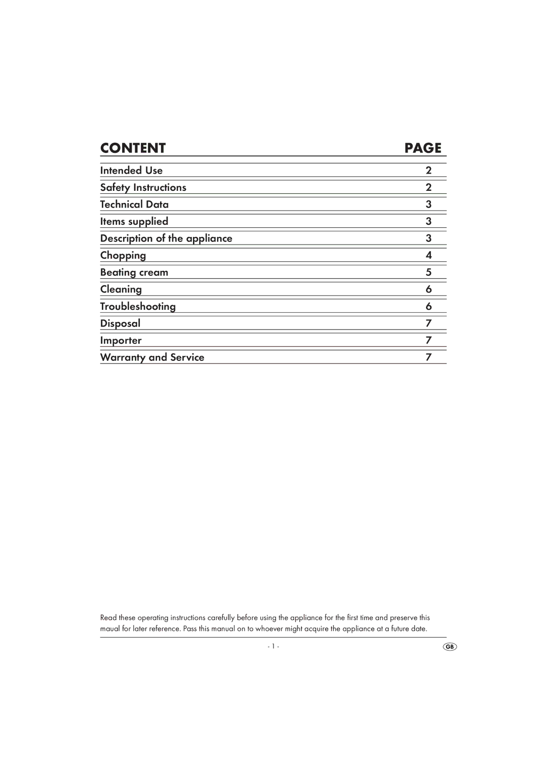 Silvercrest SMZ 260 B1 operating instructions Content 