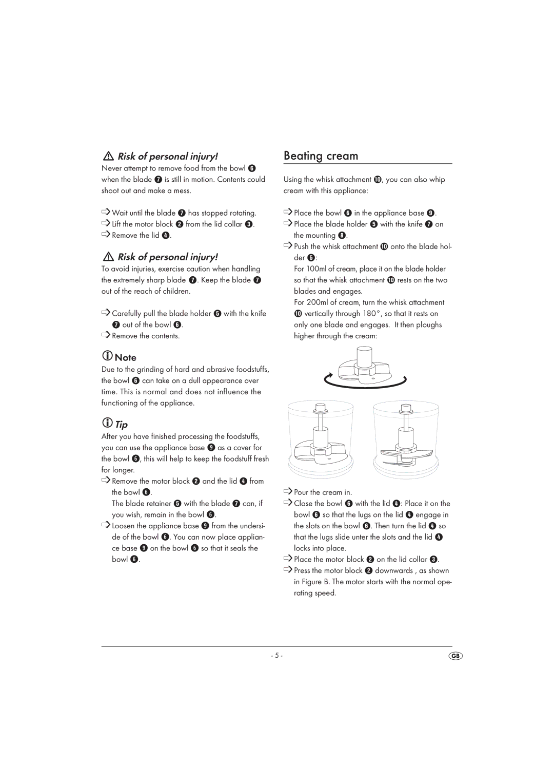 Silvercrest SMZ 260 B1 operating instructions Beating cream, Tip 