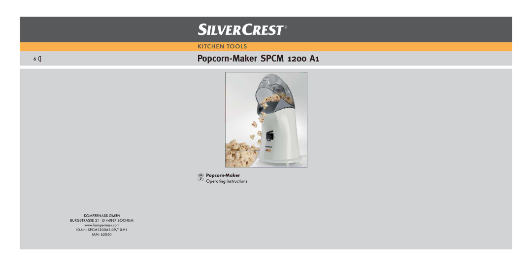 Silvercrest SPCM 1200 A1 manual Popcorn-Maker Spcm 1200 A1 