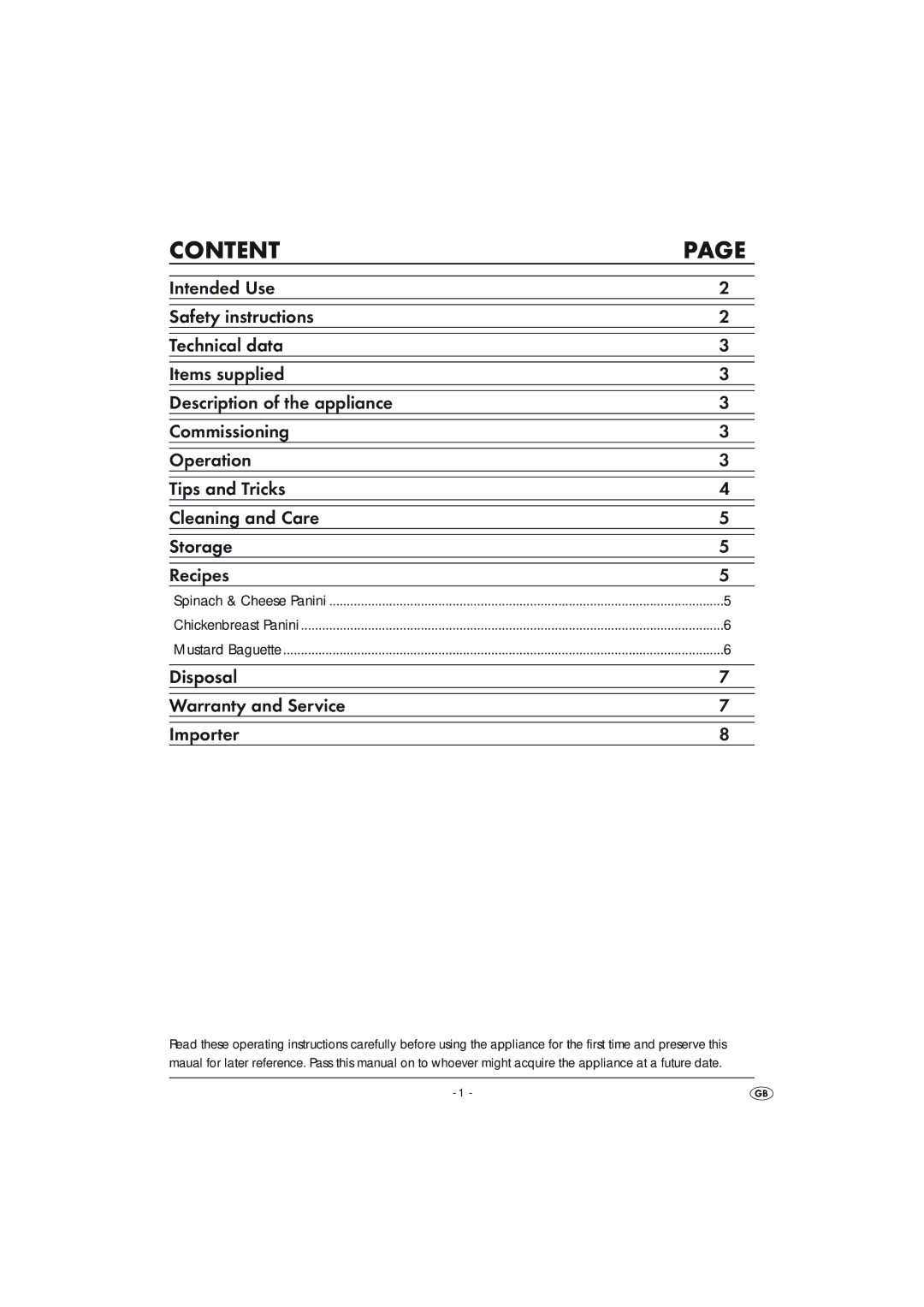 Silvercrest SPM 2000 A16 manual Content 