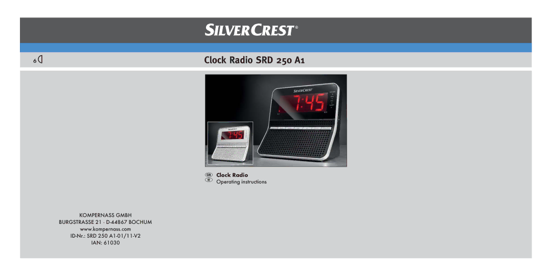 Silvercrest operating instructions Clock Radio SRD 250 A1 