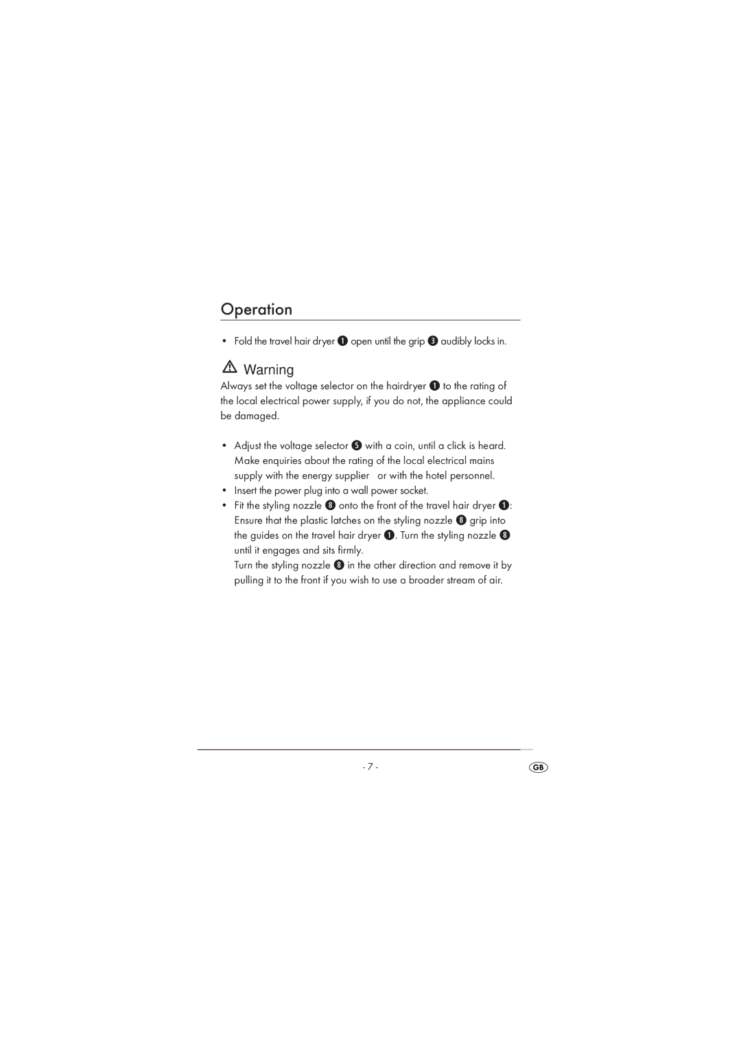 Silvercrest SRHT 1500 A1 operating instructions Operation 