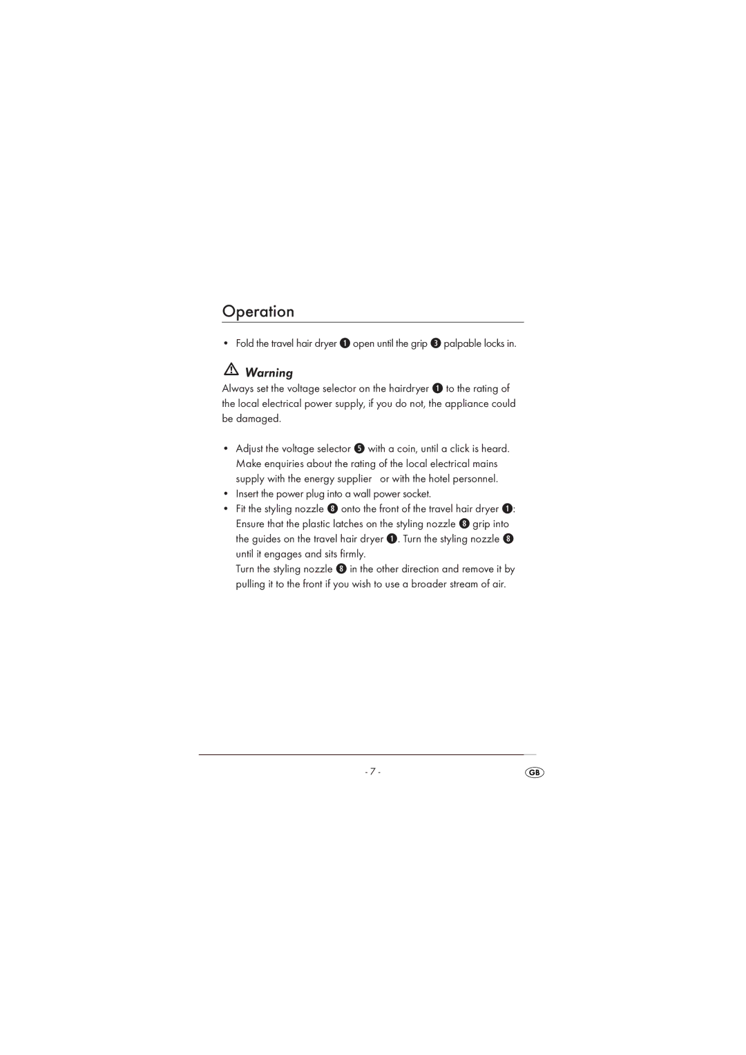 Silvercrest SRHT 1500 A2 operating instructions Operation 