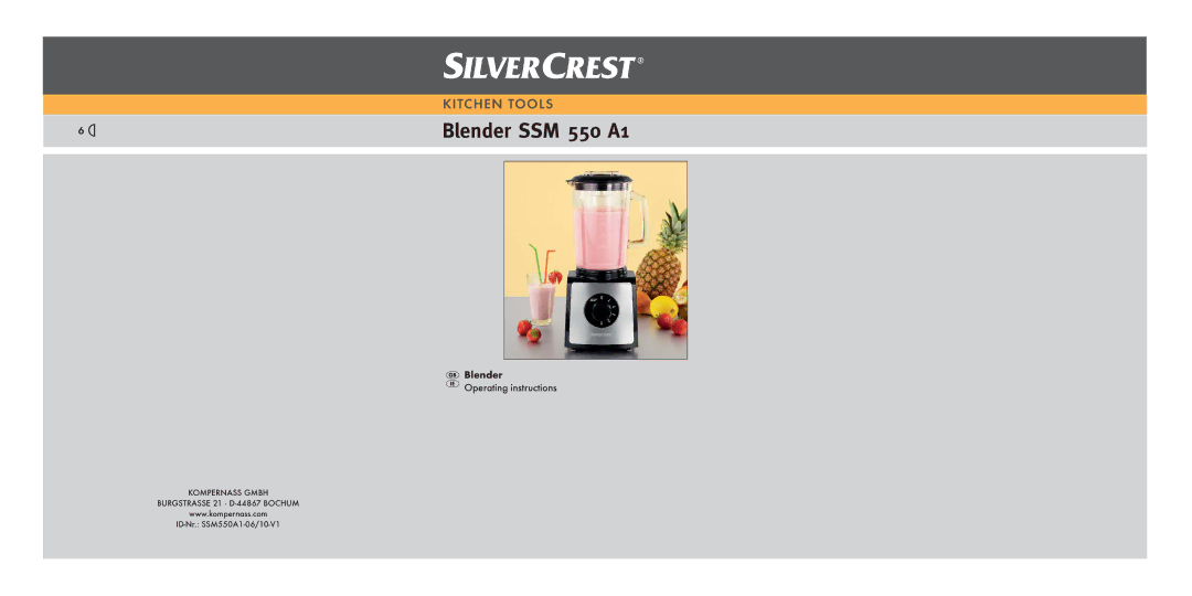 Silvercrest SSM 550 A16 manual Blender SSM 550 A1 