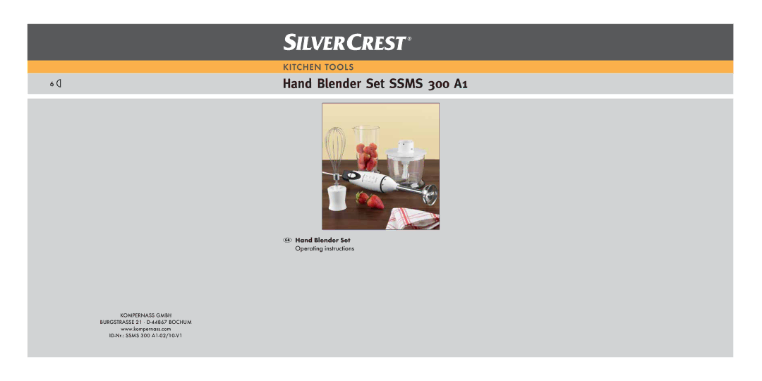 Silvercrest SSMS 300 A1 manual Hand Blender Set Ssms 300 A1 