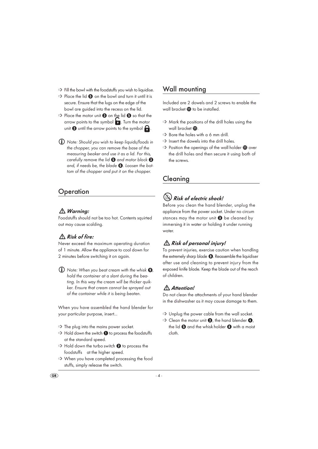 Silvercrest SSMS 300 A1 manual Operation, Wall mounting, Cleaning 