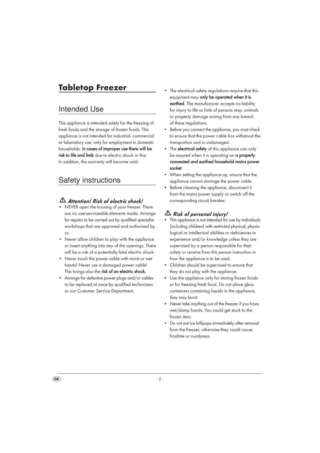 Silvercrest STG 85 A1 manual Intended Use, Safety instructions 