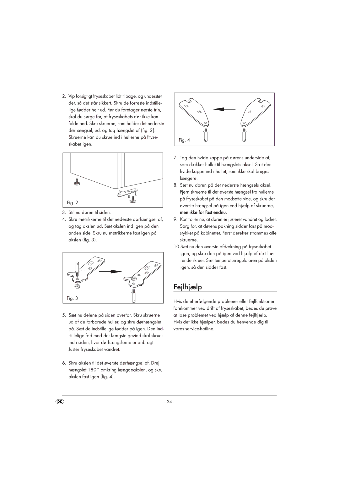 Silvercrest STG 85 manual Fejlhjælp, Stil nu døren til siden 