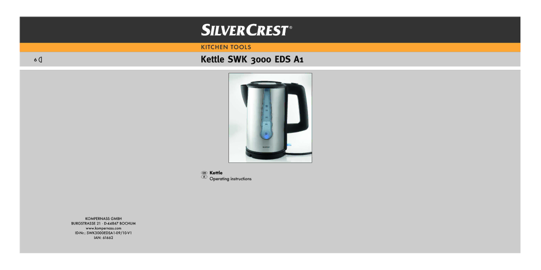 Silvercrest operating instructions Kettle SWK 3000 EDS A1 