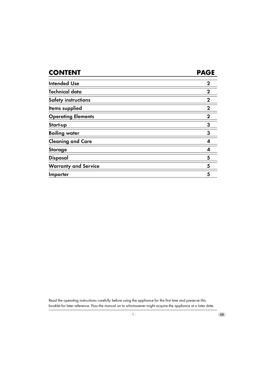 Silvercrest SWKK 3000 A1 operating instructions Content 