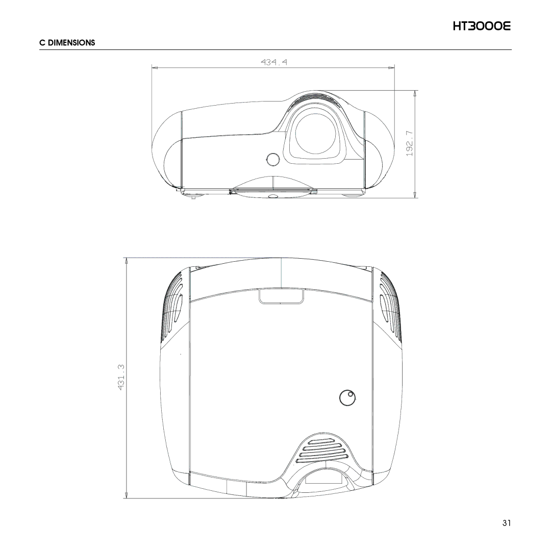 Sim2 Multimedia HT3000E, 460649000 installation manual Dimensions 