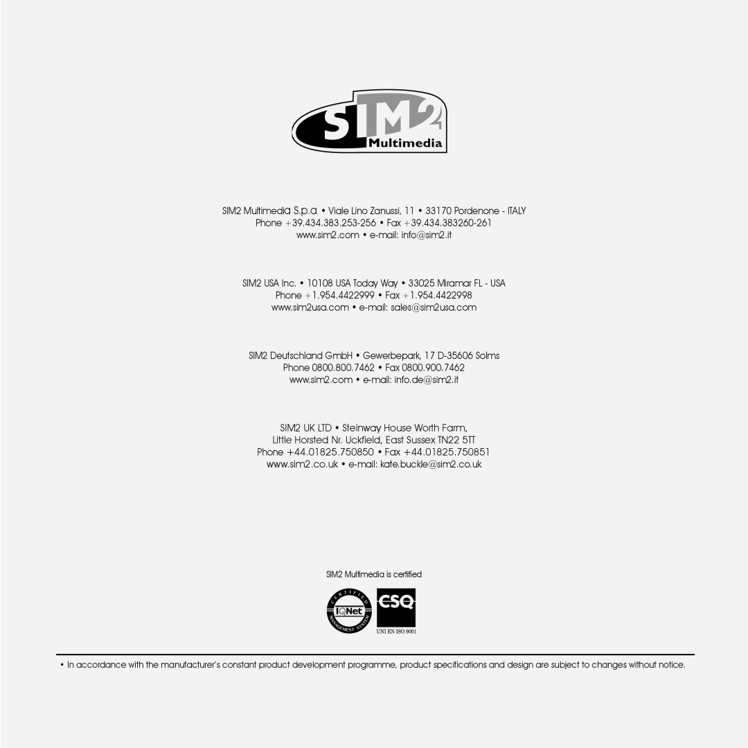 Sim2 Multimedia HT3000E, 460649000 installation manual 