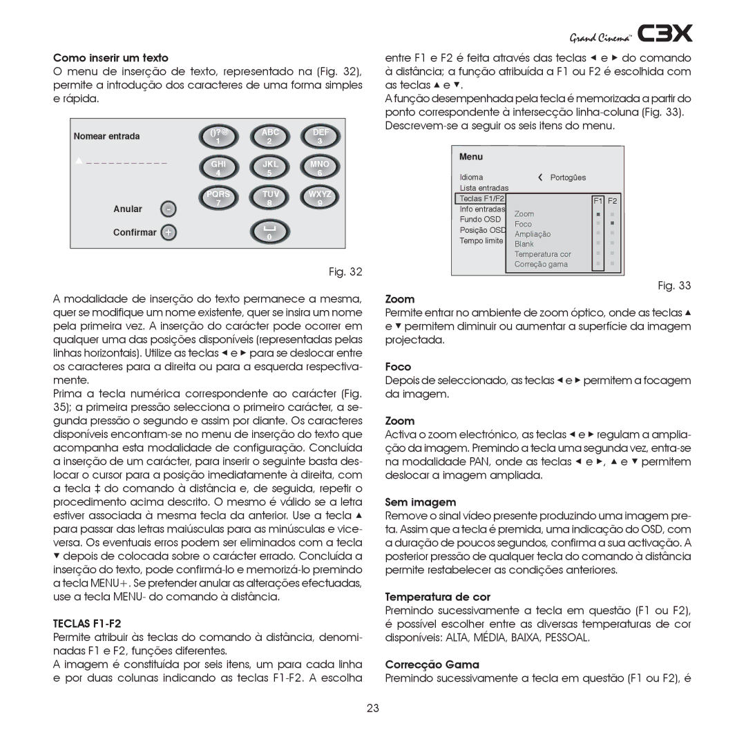 Sim2 Multimedia C3X manual Teclas F1-F2, Enu 