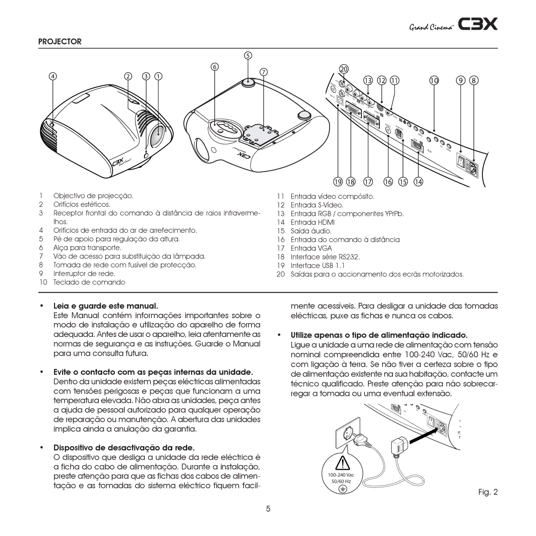 Sim2 Multimedia C3X manual Projector, Dispositivo de desactivação da rede 