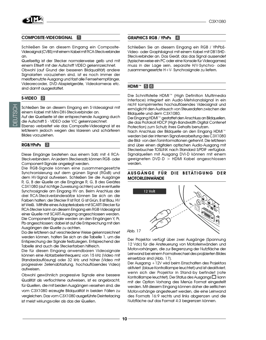 Sim2 Multimedia C3X1080 installation manual Composite-Videosignal 