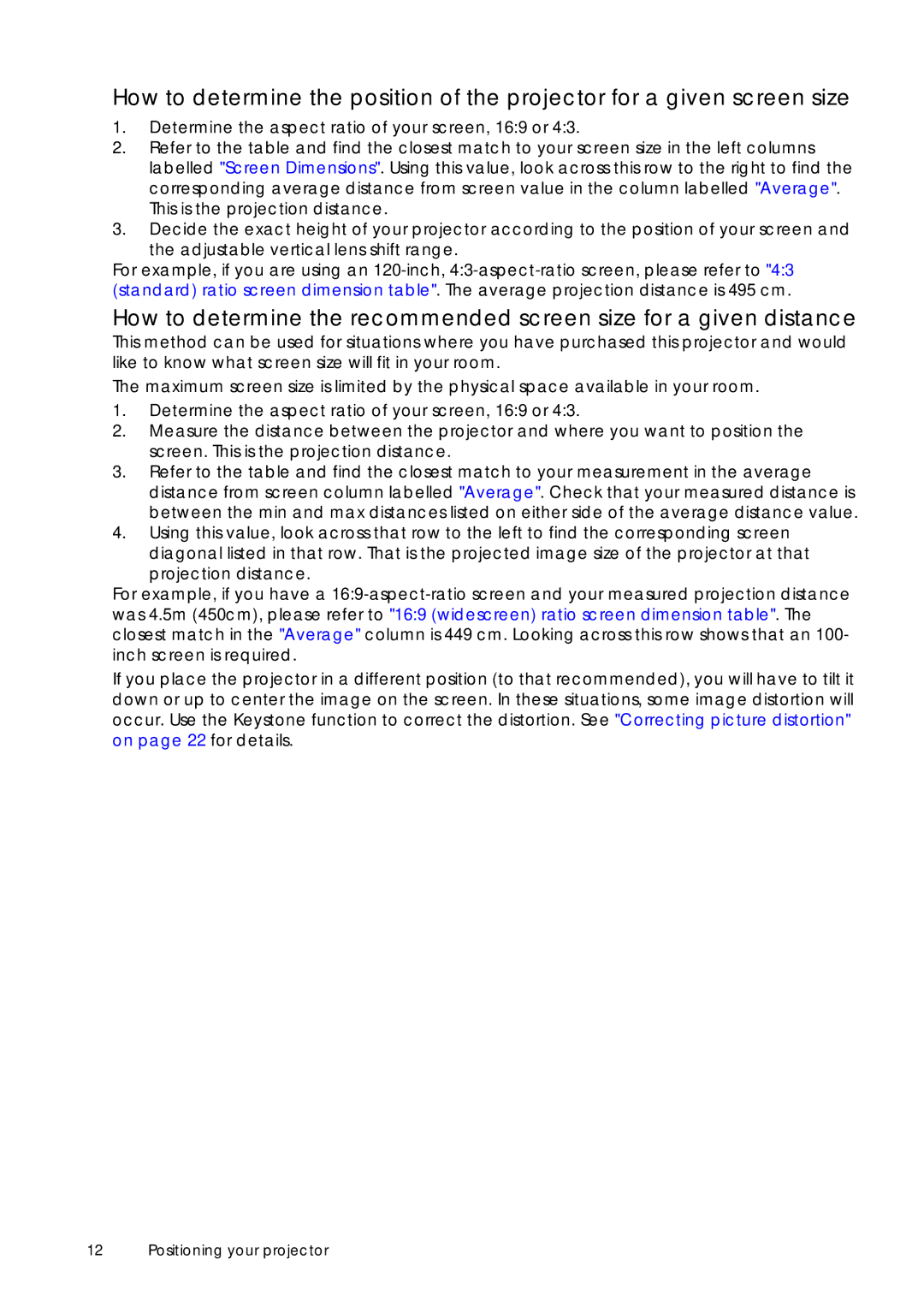 Sim2 Multimedia D60 user manual Positioning your projector 