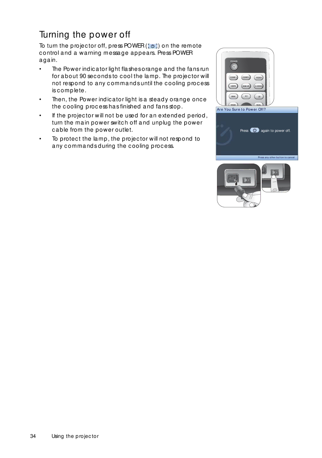 Sim2 Multimedia D60 user manual Turning the power off 