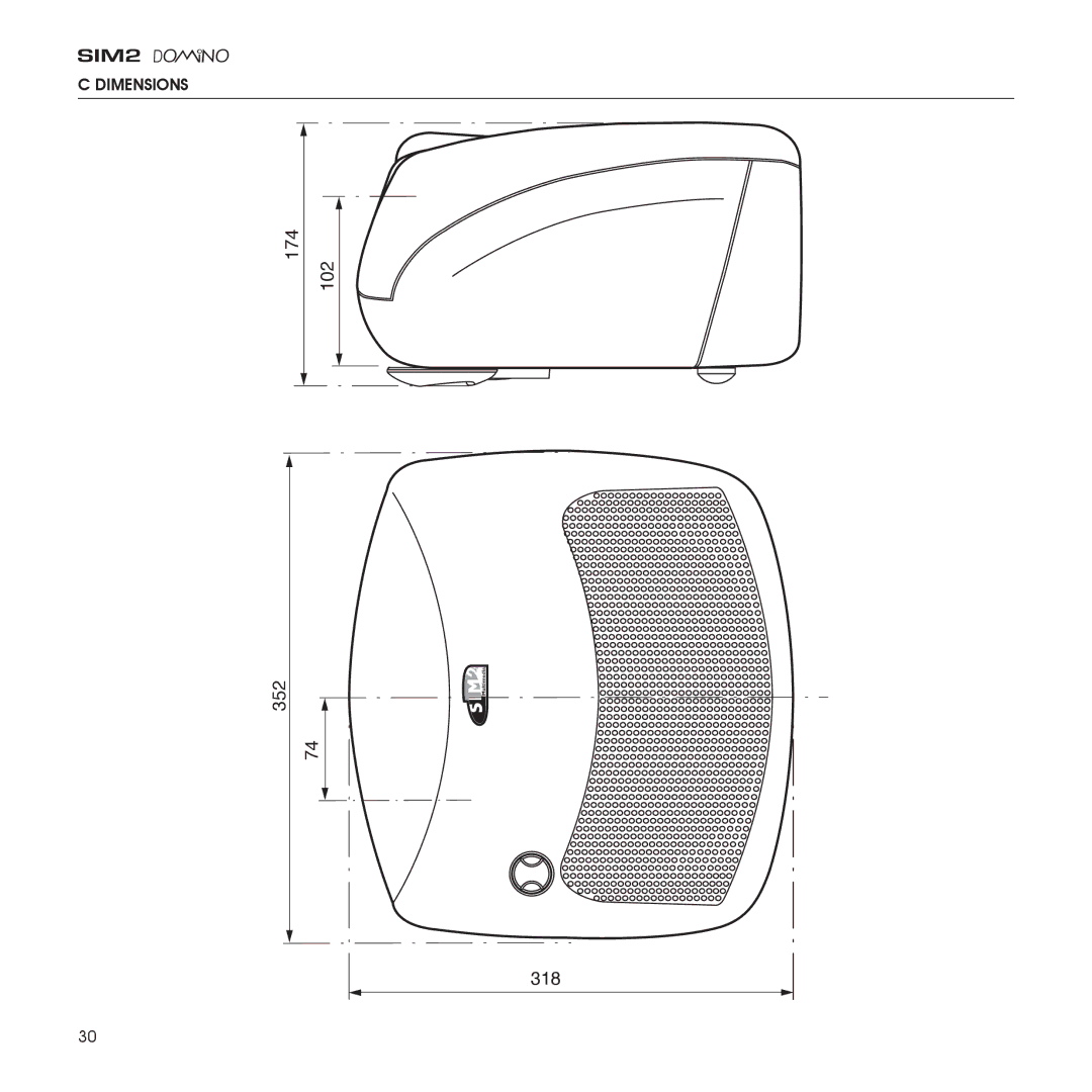 Sim2 Multimedia D80 installation manual 174 352 318, Dimensions 