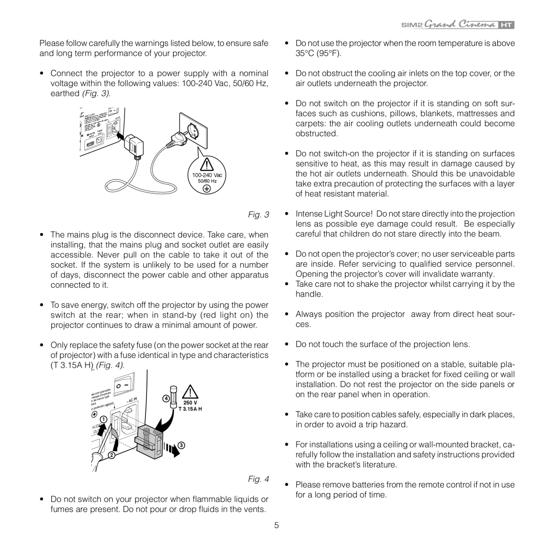 Sim2 Multimedia HT 300E, HT 280E installation manual 15A H Fig 