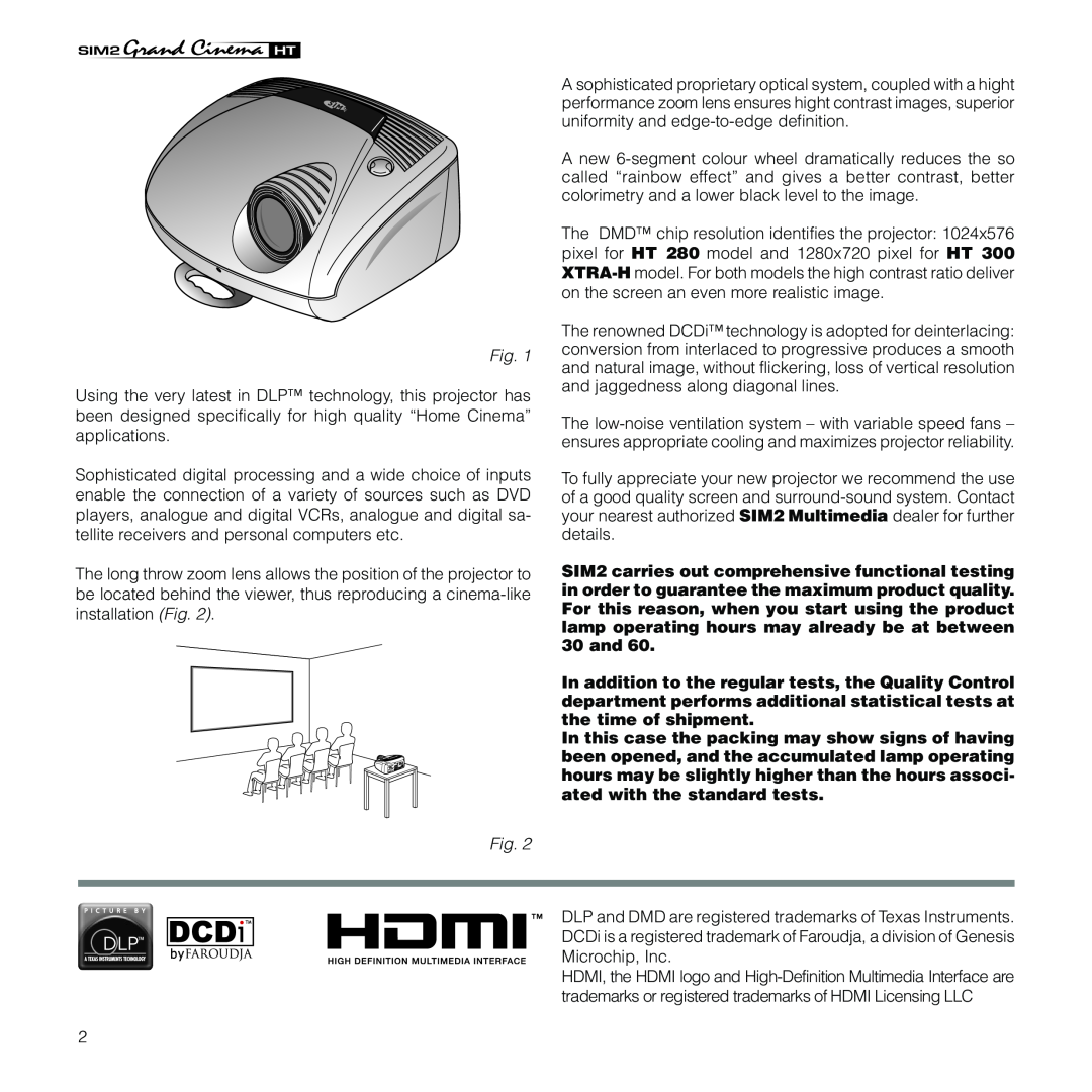 Sim2 Multimedia HT300 XTRA-H installation manual 