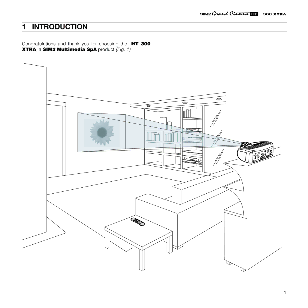 Sim2 Multimedia HT300 XTRA installation manual Introduction, XTRA, a SIM2 Multimedia SpA product Fig 