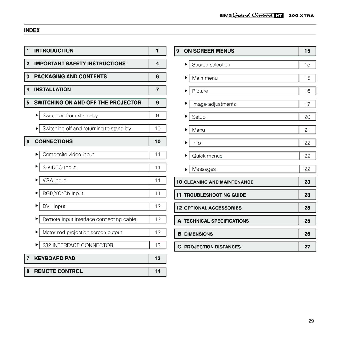 Sim2 Multimedia HT300 XTRA installation manual Connections 