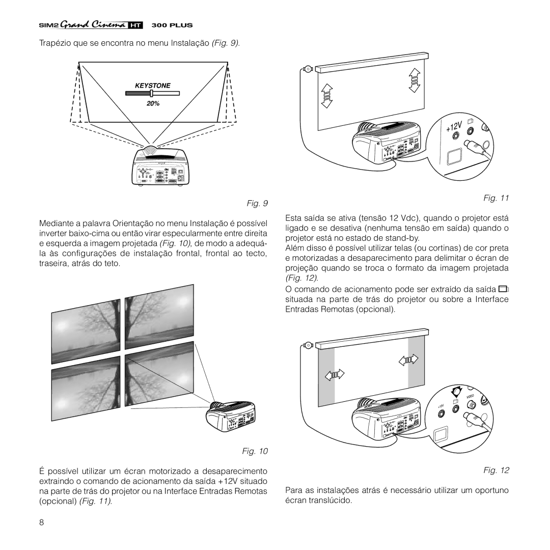 Sim2 Multimedia HT300 manual Trapézio que se encontra no menu Instalação Fig 