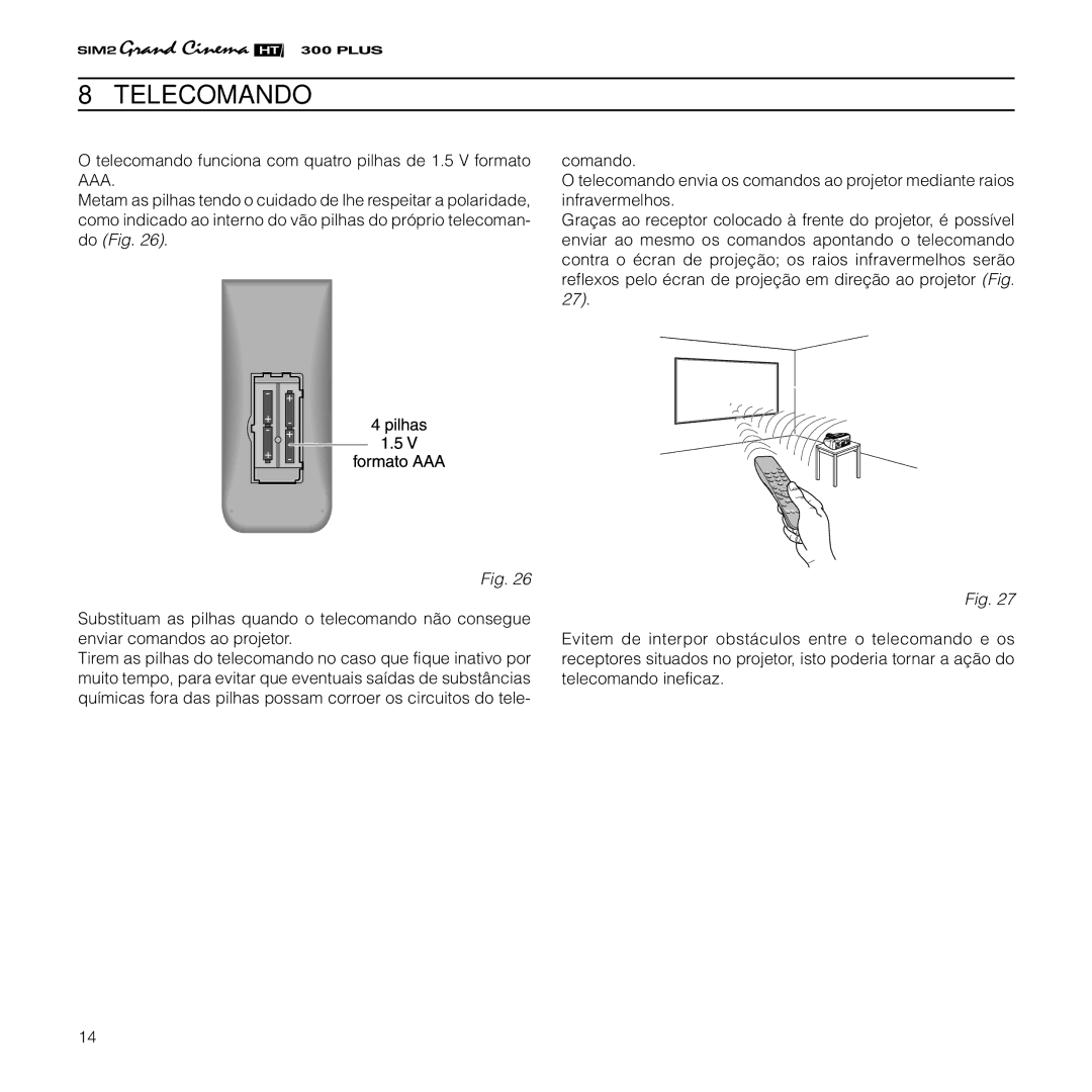 Sim2 Multimedia HT300 manual Telecomando 