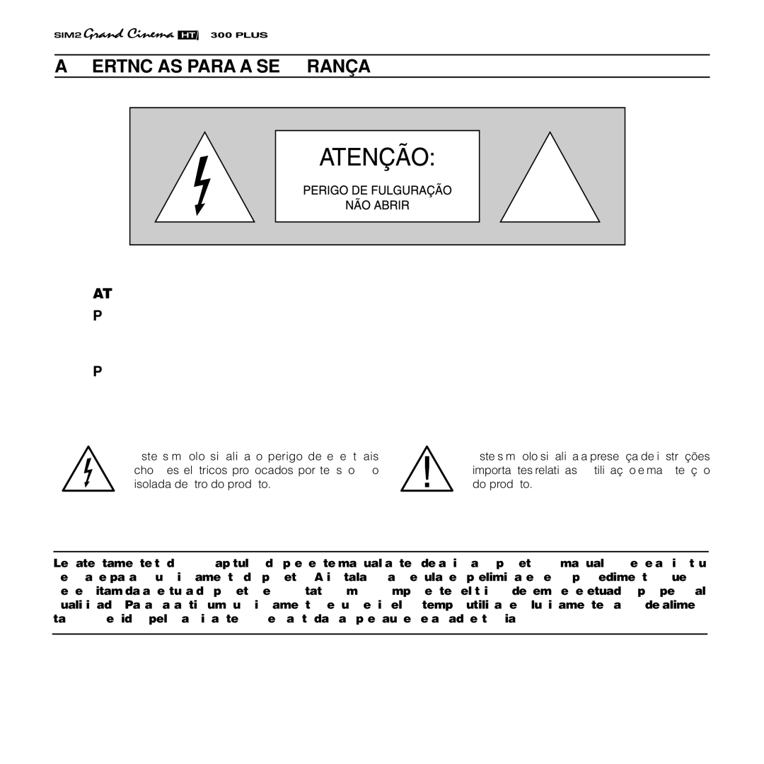 Sim2 Multimedia HT300 manual Advertências Para a Segurança 