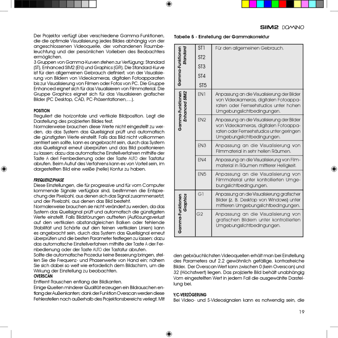 Sim2 Multimedia HT380 manual Overscan, EN1, EN2, EN3, EN4, EN5 