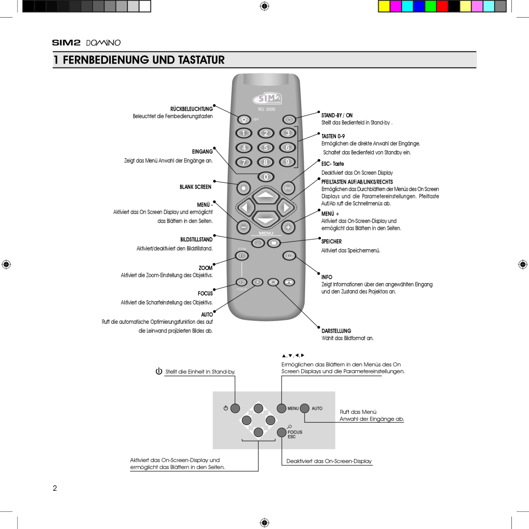 Sim2 Multimedia HT380 manual Fernbedienung Und Tastatur 