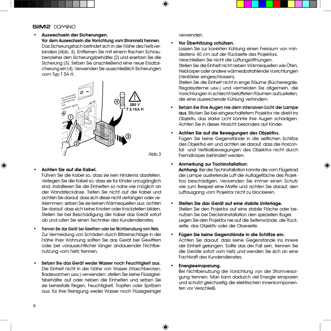 Sim2 Multimedia HT380 manual Auswechseln der Sicherungen 