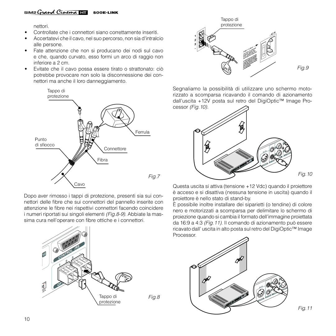 Sim2 Multimedia HT500 E-LINK manual Tappo di protezione 