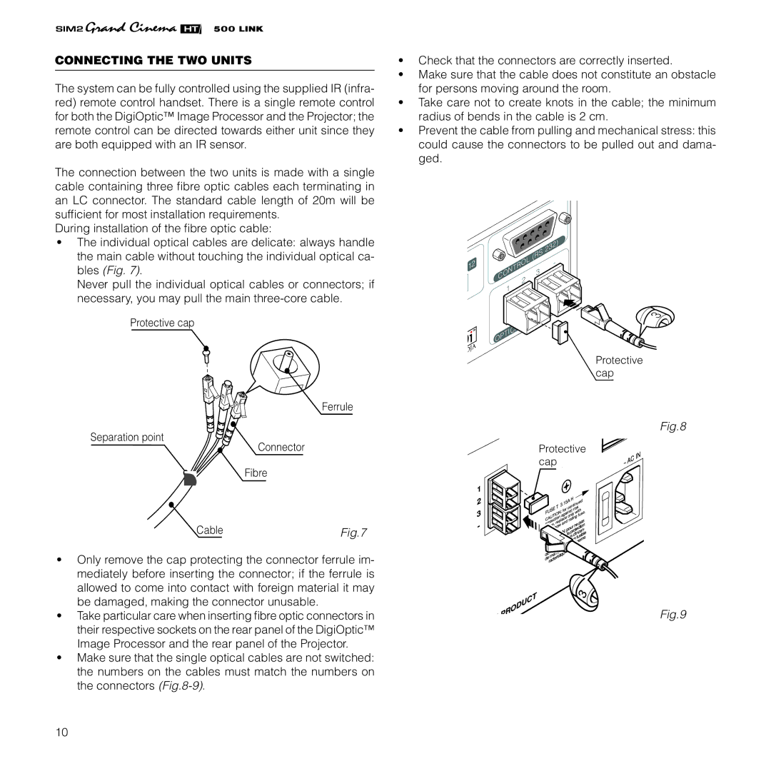 Sim2 Multimedia HT500 LINK installation manual Connecting the TWO Units 