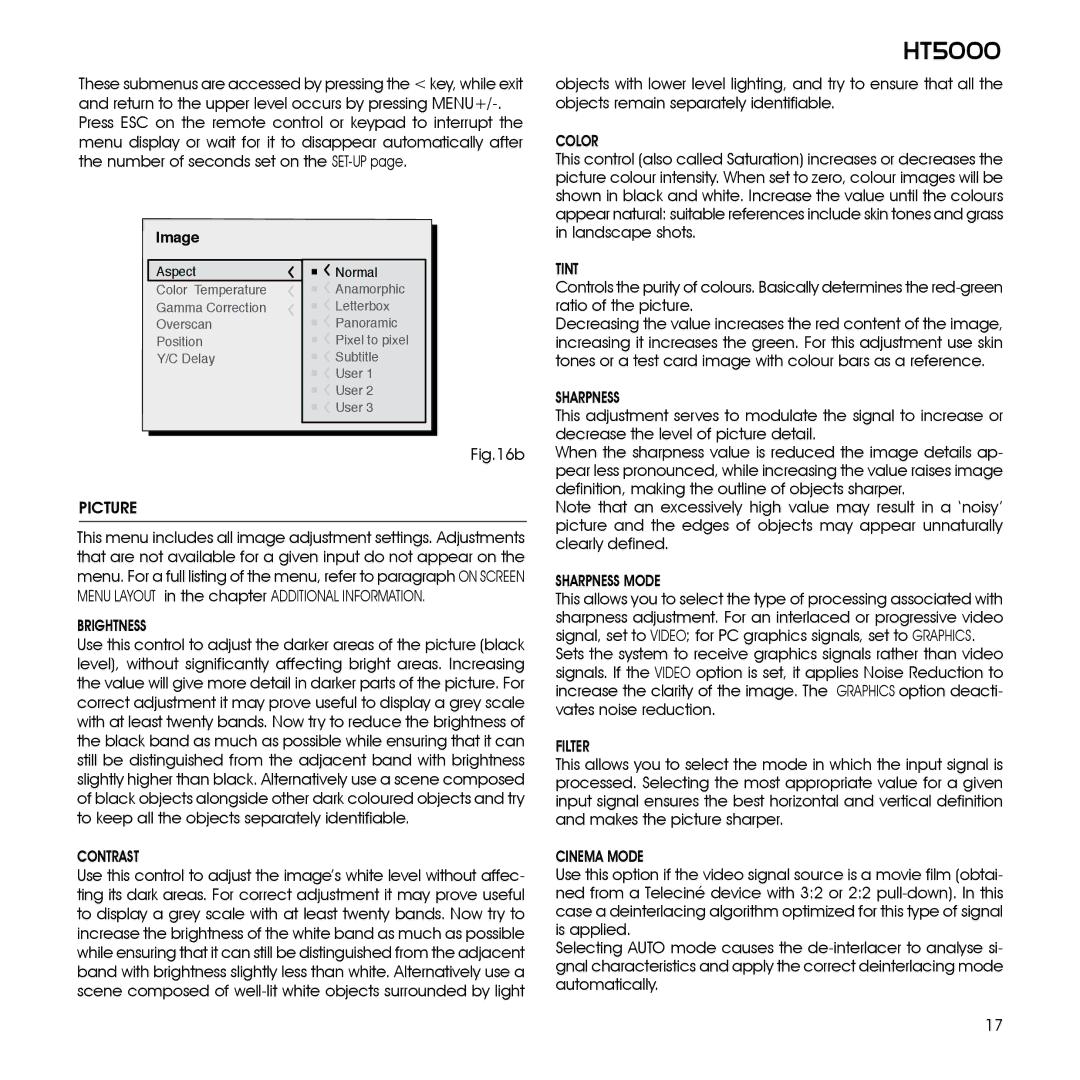 Sim2 Multimedia HT5000 installation manual Picture, Color 