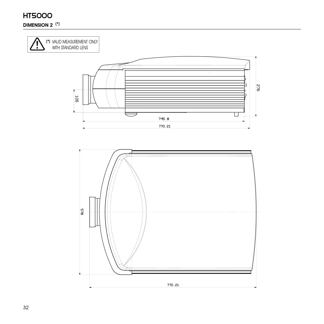 Sim2 Multimedia HT5000 installation manual Valid Measurement only with Standard Lens 